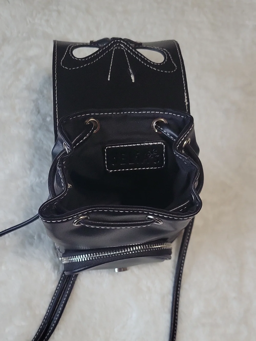 dELiA*S By Dolls Kill Mini Black Faux Leather Backpack with Butterfly Applique